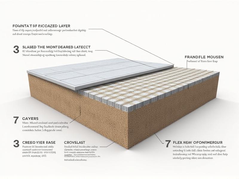 A cross-sectional diagram of a building foundation showing layers of substrate materials, including compacted soil, gravel, and a moisture barrier, with annotations explaining their functions in structural stability and moisture control.