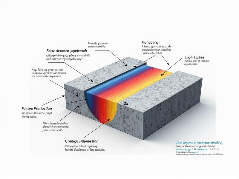An illustrative diagram showing the concept of compressive strength, with arrows pressing down on a material block, surrounded by technical annotations and a color-coded stress distribution map, set against a clean white background.