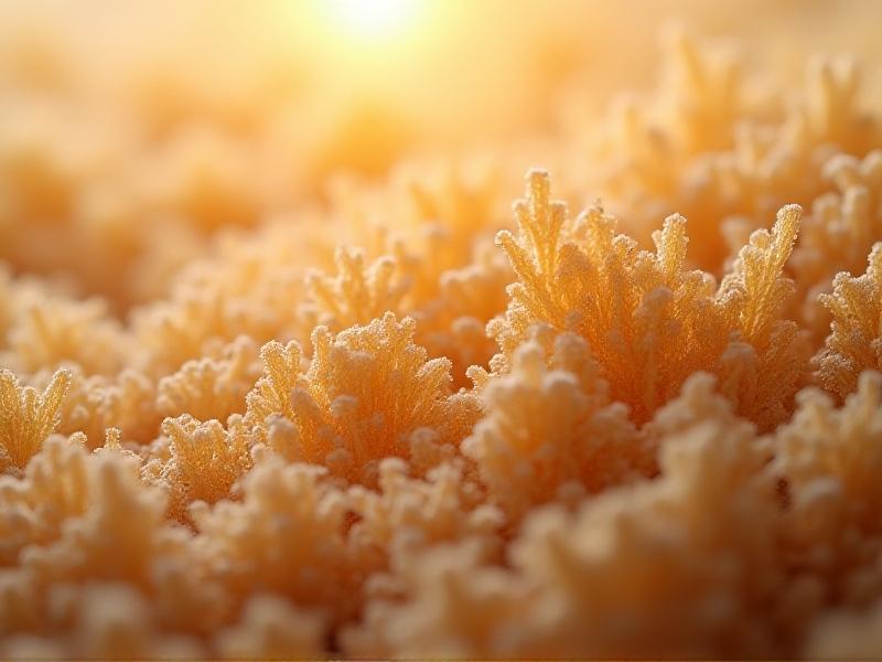 A close-up of myco-insulation material, showing its fibrous, organic texture in shades of beige and brown. The image highlights the material's unique structure, with soft lighting emphasizing its natural and eco-friendly qualities.