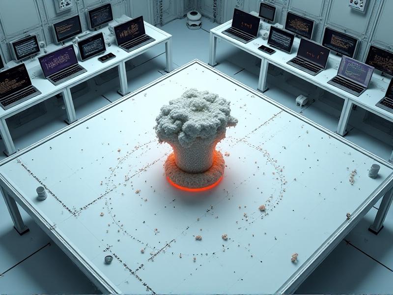 A laboratory setup featuring a shake table with a mycelium-based structural element undergoing earthquake simulation. The image highlights the controlled environment, with sensors and monitoring equipment capturing data on the material’s performance under seismic stress.